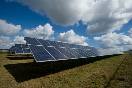 Solar panels on a solar energy farm