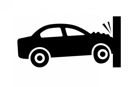 Illustration of an automobile hitting a wall