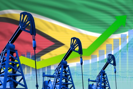 Oil wells imposed on Guyana flag