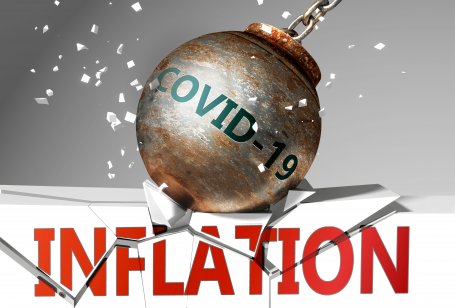 Inflation vs Covid concept photograph 