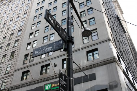 Wall Street signs on a post