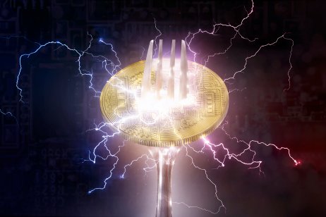 A fork through crypto coin strike by lightning