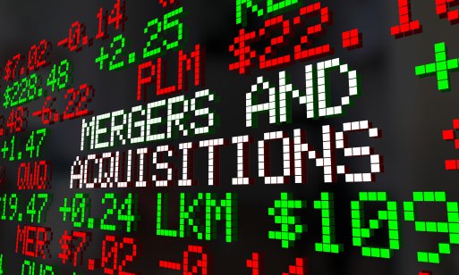 A picture of a Mergers and Acquisitions M&A Stock Market Ticker 
