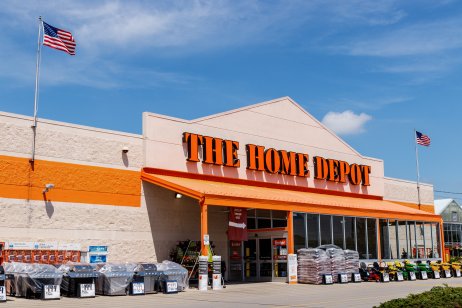 Ft. Wayne - Circa June 2018: Home Depot Location flying the American flag. Home Depot is the Largest Home Improvement Retailer in the US II