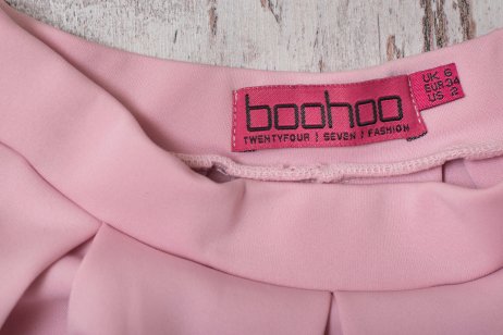 Pink Boohoo garment showing label, UK 6 size 
