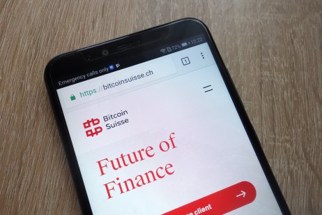 Bitcoin Suisse logo on a smartphone