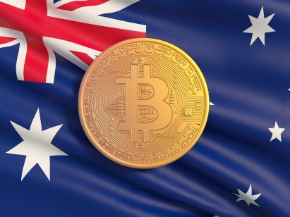 Cryptocurrency symbols on the Australian flag 