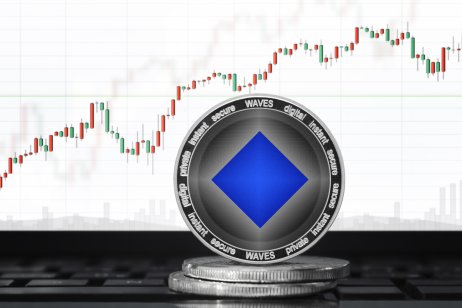 Waves (WAVES) cryptocurrency; waves coin on the background of the chart