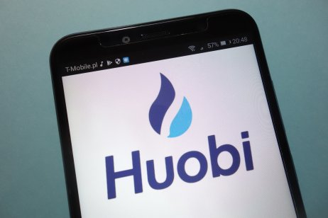 Huobi cryptocurrency exchange logo on smartphone