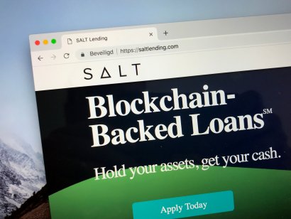 Website of SALT, a blockchain cryptocurrency lending platform.