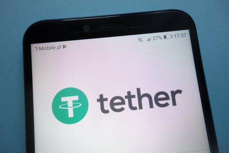 Tether logo on a smartphone screen 