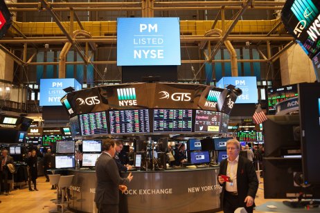 Brokers are active on the floor of the New York Stock Exchange