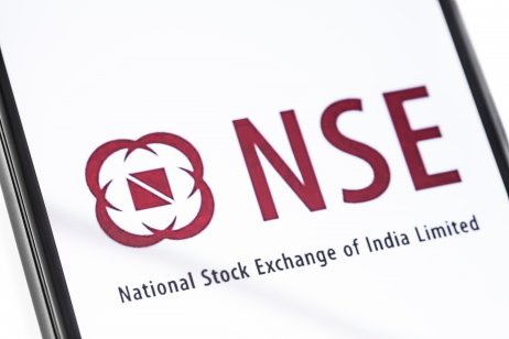 The National Stock Exchange of India logo on a smartphone