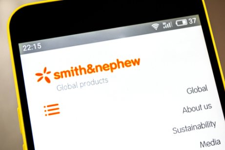 Smith & Nephew website on phone screen