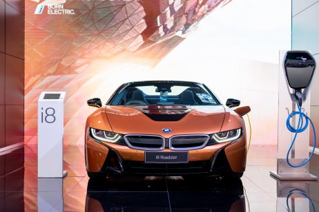 A BMW i8 Roadster electric vehicle 