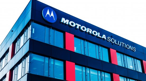 Motorola Solutions logo on office building in Poland