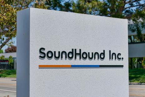 SoundHound sign at company headquarters in Santa Clara, Calif.