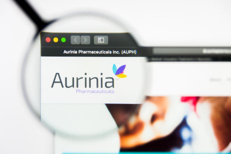 Richmond, Virginia, USA - 9 May 2019: Illustrative Editorial of Aurinia Pharmaceuticals Inc website homepage. Aurinia Pharmaceuticals Inc logo visible on display screen.
