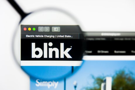 Richmond, Virginia, USA - 9 May 2019: Illustrative Editorial of Blink Charging Co website homepage. Blink Charging Co logo visible on display screen.