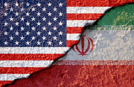 A combination of the American and Iranian flag