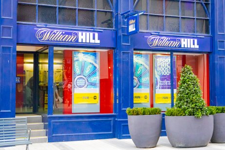 Exterior view of a William Hill bookmakers' shop in Leeds, UK