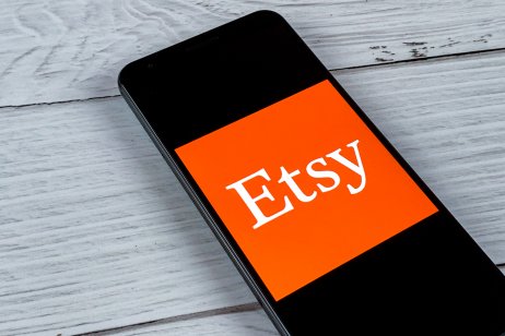 Smartphone showing Etsy app logo, Manhattan, New York, USA - July 2, 2019.