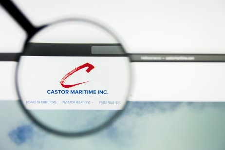 Richmond, Virginia, USA - 26 July 2019: Illustrative Editorial of Castor Maritime Inc website homepage. Castor Maritime Inc logo visible on display screen.