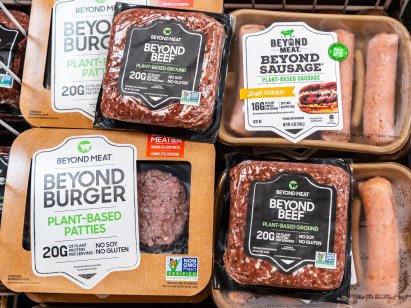Beyond Meat's plant-based meat products: burgers, beef, sausage.