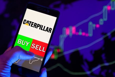 Caterpillar (CAT) stock trading screen on a phone