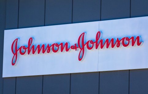 Johnson Johnson sign at multinational corporation office in Silicon Valley. J and J is headquartered in New Brunswick, New Jersey - Milpitas, CA, USA - October 2019