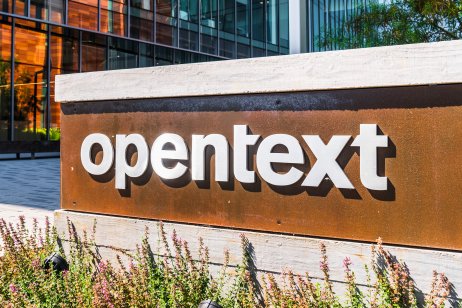 A image of the OpenText sign outside its headquarters