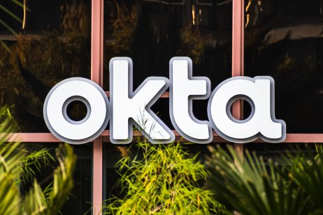Oct 26, 2019 San Francisco / CA / USA - Close up of OKTA logo at their headquarters in SOMA district; Okta, Inc. is an American identity and access management company