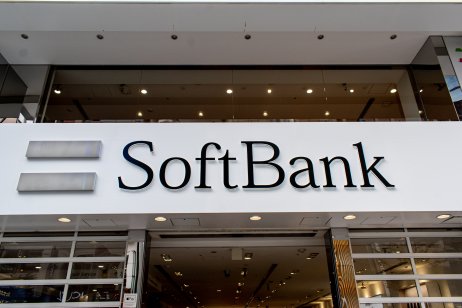 A file photo shows SoftBank Corp's logo is pictured at a news conference in Tokyo, Japan