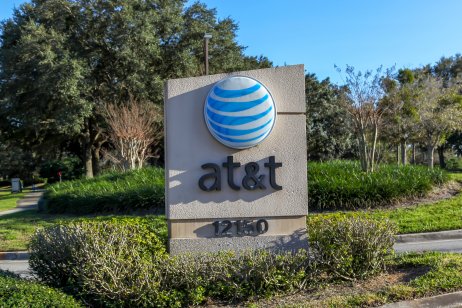 AT&T (T) stock forecast: What’s next after WBD spin-off. Sign outside AT&T Mobility office in Central Florida Research Park in Orlando, Florida, USA, a subsidiary of AT&T Inc. provides wireless services.