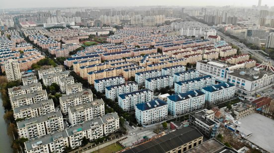 Aerial view of residential apartments in Pudong, Shanghai