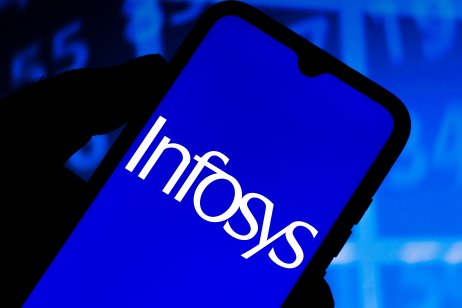 The Infosys Limited logo seen displayed on a smartphone, which accompanies the stock forecast for Infosys