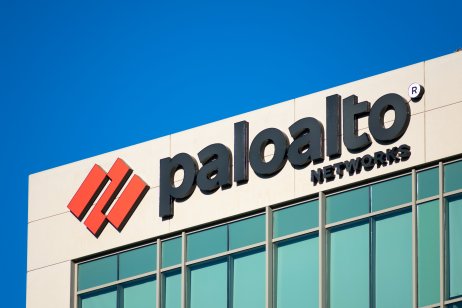 Palo Alto Networks logo and sign at Silicon Valley headquarters campus of cybersecurity company under blue sky - Santa Clara, CA, USA - 2020