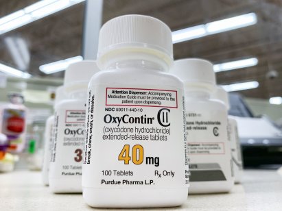 Bottles of Oxy-Contin on a shelf