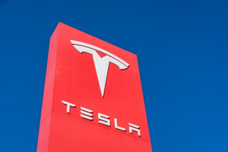 Tesla’s logo on a building