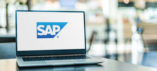 Laptop with logo of SAP, a German multinational software corporation