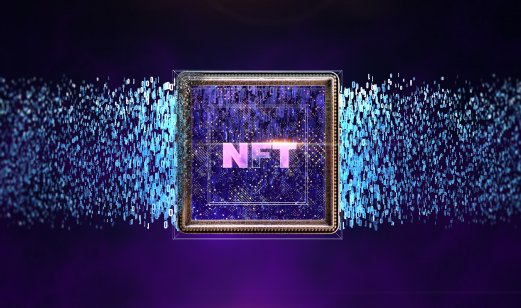 Digital artwork with NFT written in the middle of a square