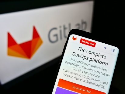 American DevOps platform GitLab on cell screen