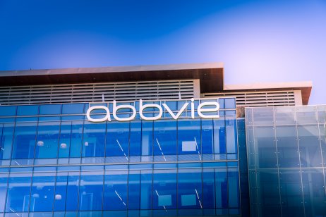 South San Francisco, CA, USA - February 24, 2021: Closeup of AbbVie building corporate office, an American biopharmaceutical company with its headquarters in Lake Bluff, Illinois, USA
