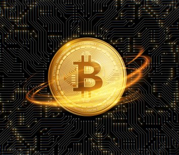 Bitcoin with a black background