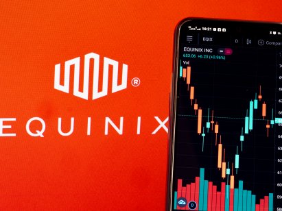 Kiev, Ukraine, March 21, 2021. In this photo illustration the stock market information of Equinix Inc. seen displayed on a smartphone with the Equinix Inc. logo in the background.