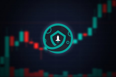 SafeMoon logo in front of candlestick chart