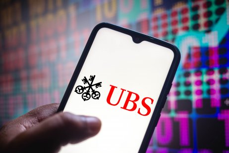 May 24, 2021, Brazil. In this photo illustration the UBS Group AG logo seen displayed on a smartphone screen