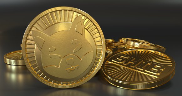Golden coins with shiba inu (SHIB) logo
