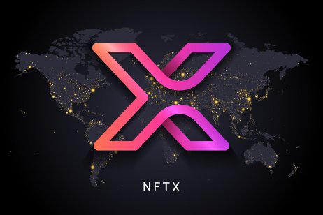 Nftx crypto currency digital payment system blockchain concept. Cryptocurrency isolated on earth night lights world map background. Vector illustration