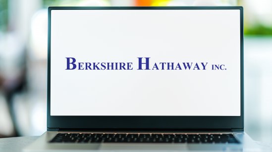 Berkshire Hathaway company name on a laptop screen